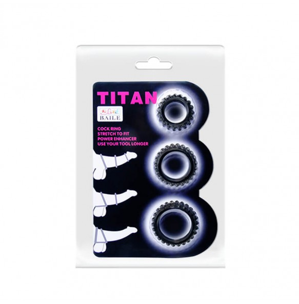 BAILE - TITAN Fierce Man Delay Cock Ring (Full Set 3 Pieces)